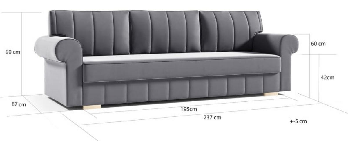 SOFA Grün INES Mit Steppnähten - Grün, Textil (237/90/85cm) - Sepro Meble