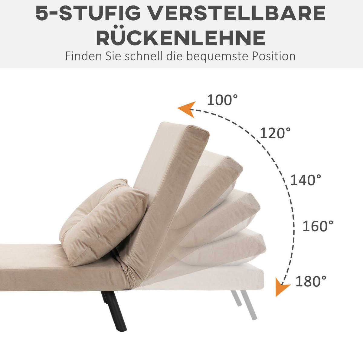 SCHLAFSESSEL Polyester Samtoptik mit Bettfunktion, verstellbarer Lehne 63/73/81 cm Beige - Beige, Textil (73/81/63cm) - Redom