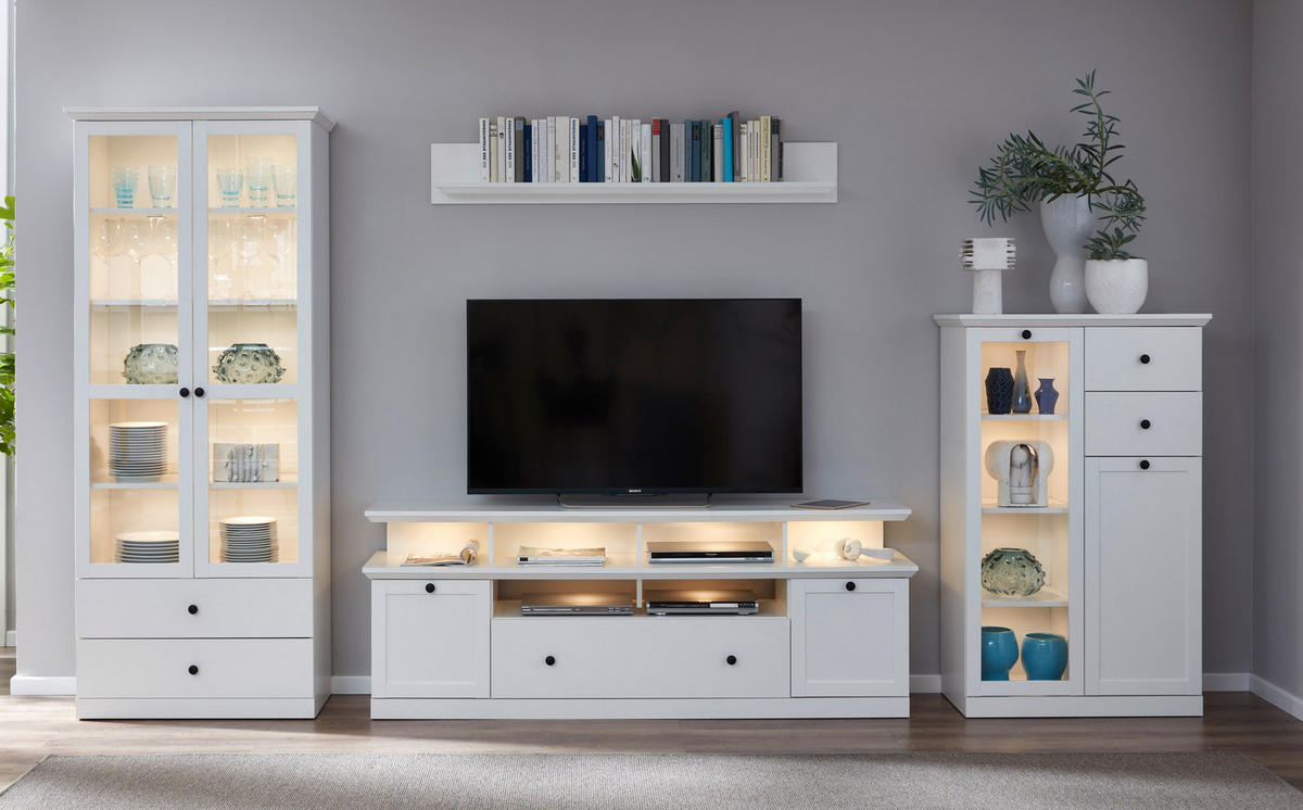 VITRINE Weiß - Weiß, Holzwerkstoff (81/129/41cm) - ebuy24
