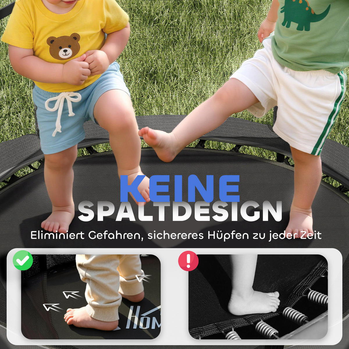 KINDERTRAMPOLIN - Schwarz, Kunststoff/Metall (140/140cm) - HOMCOM