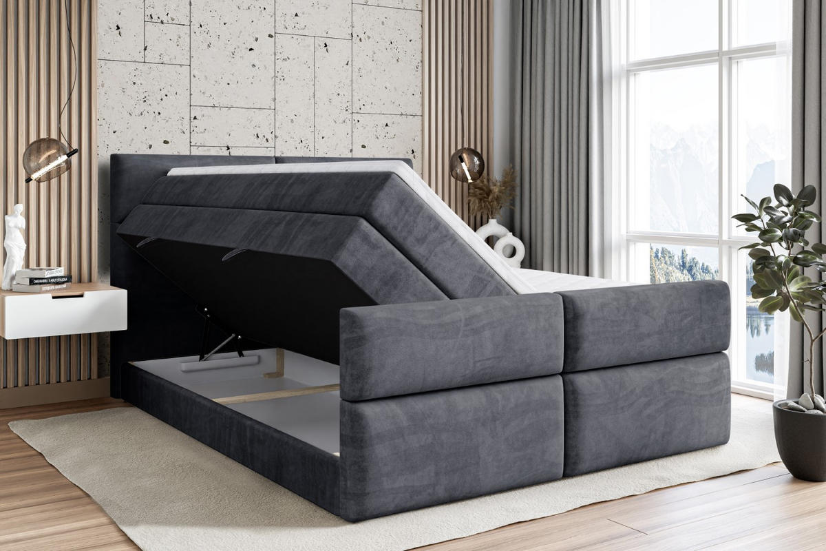 BOXSPRINGBETT BOXI3-Z KING - 120x200 - H3/H4 - Dunkelgrau - Dunkelgrau, Holzwerkstoff (120/200cm) - ALTDECOR