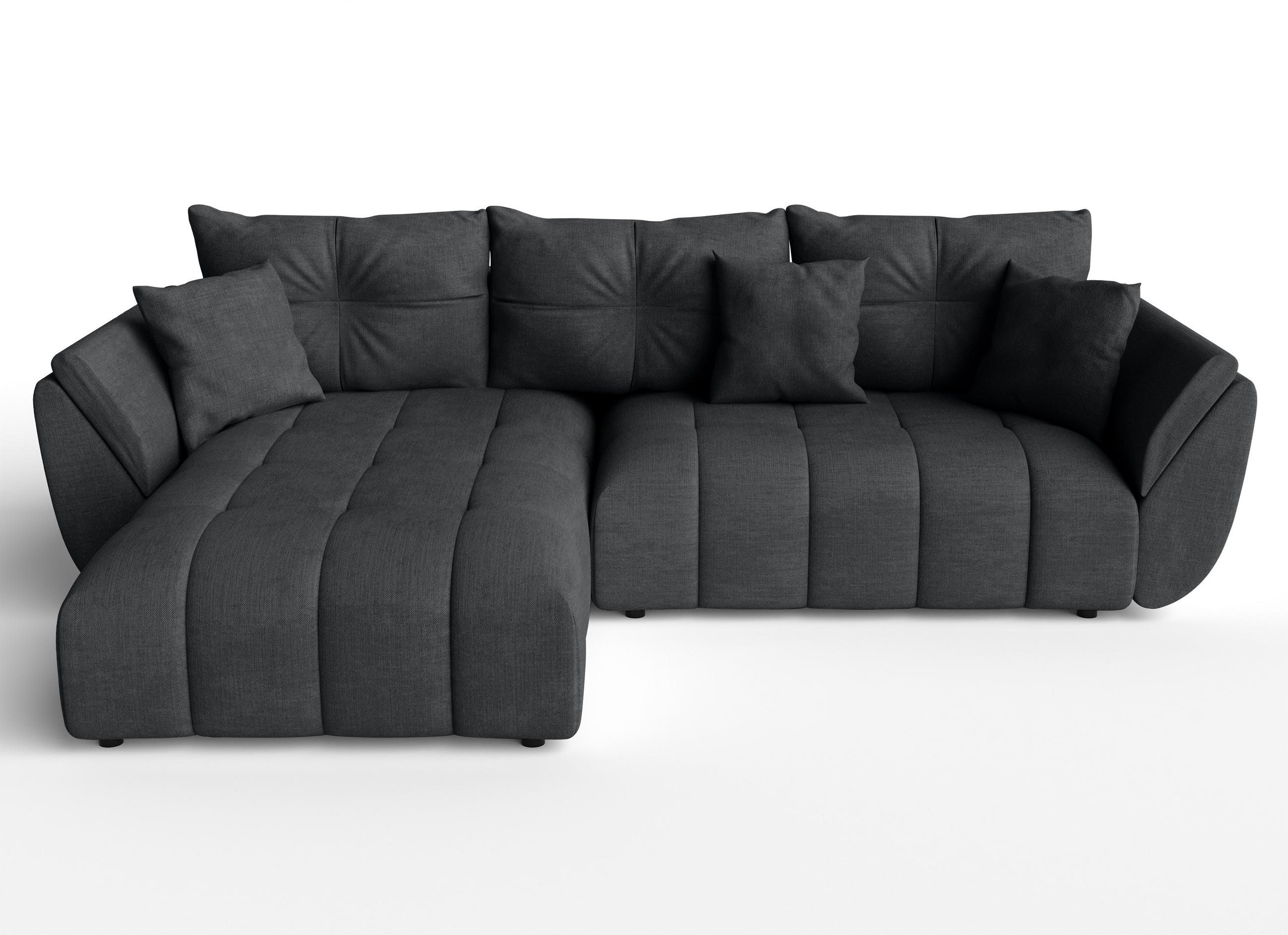 ECKSOFA L Form Verciani Dunkelgrau 266/190/91 cm mit Schlaffunktion - Dunkelgrau/Schwarz, Kunststoff/Textil (266/190cm) - AX Living