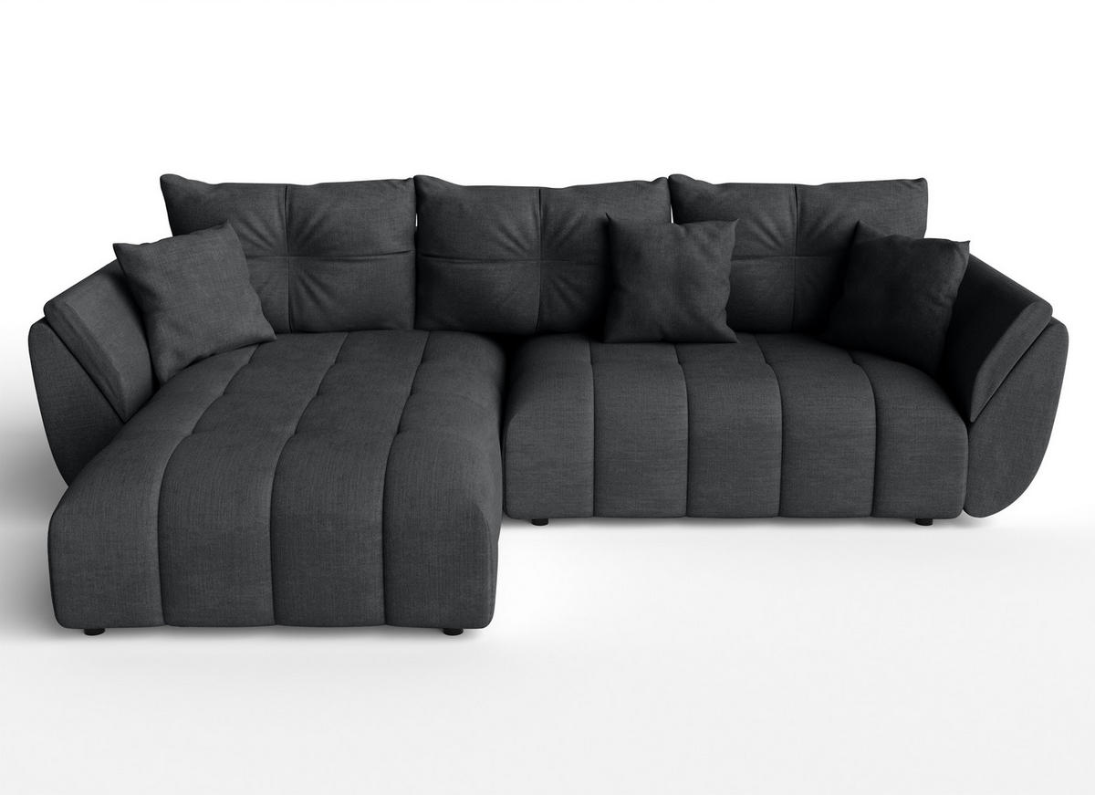 ECKSOFA L Form Verciani Dunkelgrau 266/190/91 cm mit Schlaffunktion - Dunkelgrau/Schwarz, Kunststoff/Textil (266/190cm) - AX Living