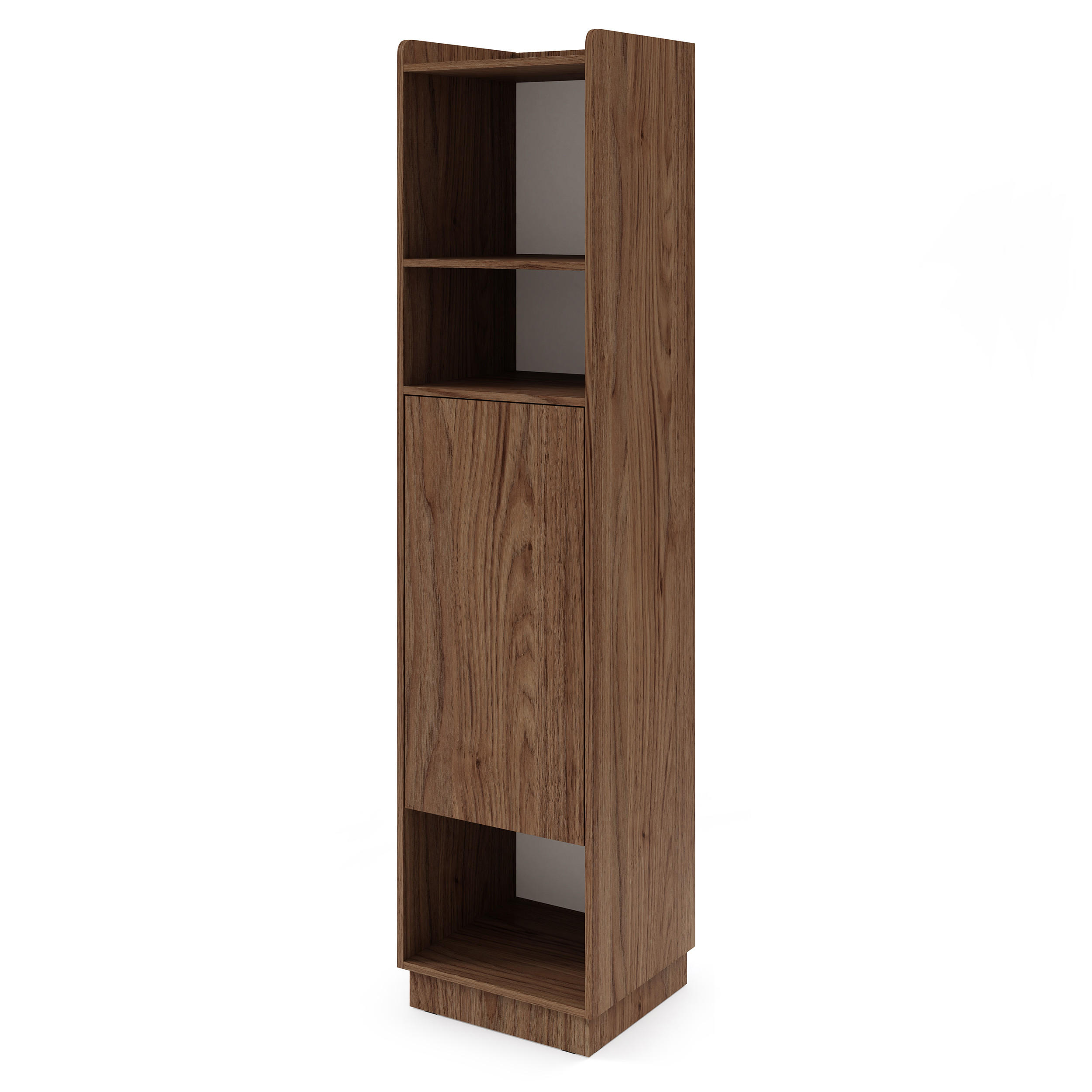 BÜCHERREGAL Positivo mit 1 Tür, 45 cm, Alba-Nuss + Kaschmir - Nussbaumfarben, Holzwerkstoff (45/195/42cm) - Beautysofa