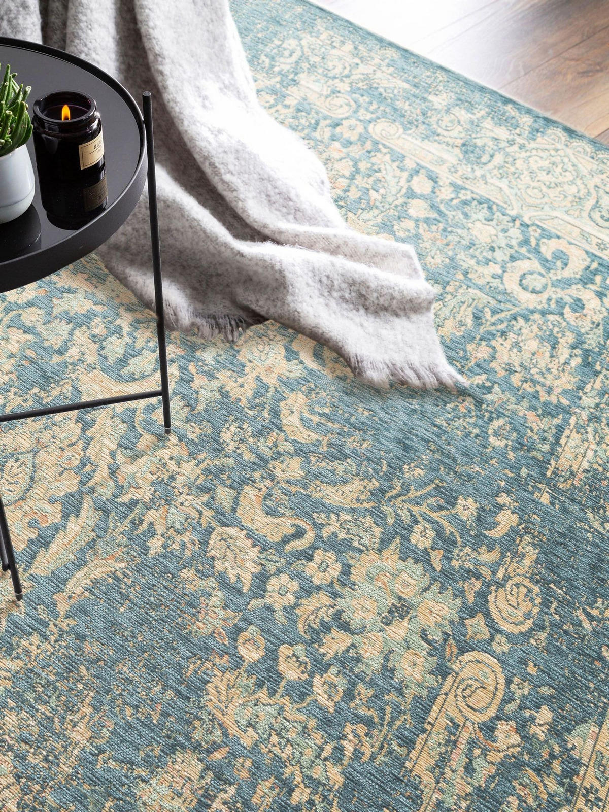 TEPPICH Flachgewebeteppich Frencie Blau - Blau, Textil (200/1cm) - KUNSTLOFT
