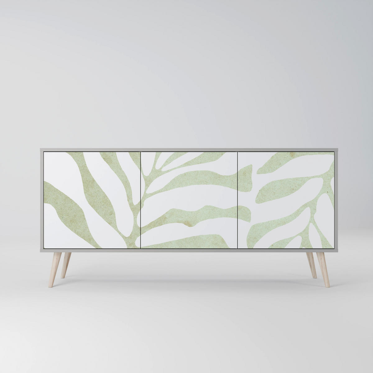 SIDEBOARD BOTANICAL SPARK, Eicheneffekt, 164,5x42x77,5 cm, 3 Türen - Eichefarben/Buchefarben, Holzwerkstoff/Buchenholz (164.5/77.5/42cm) - SpaceRebels