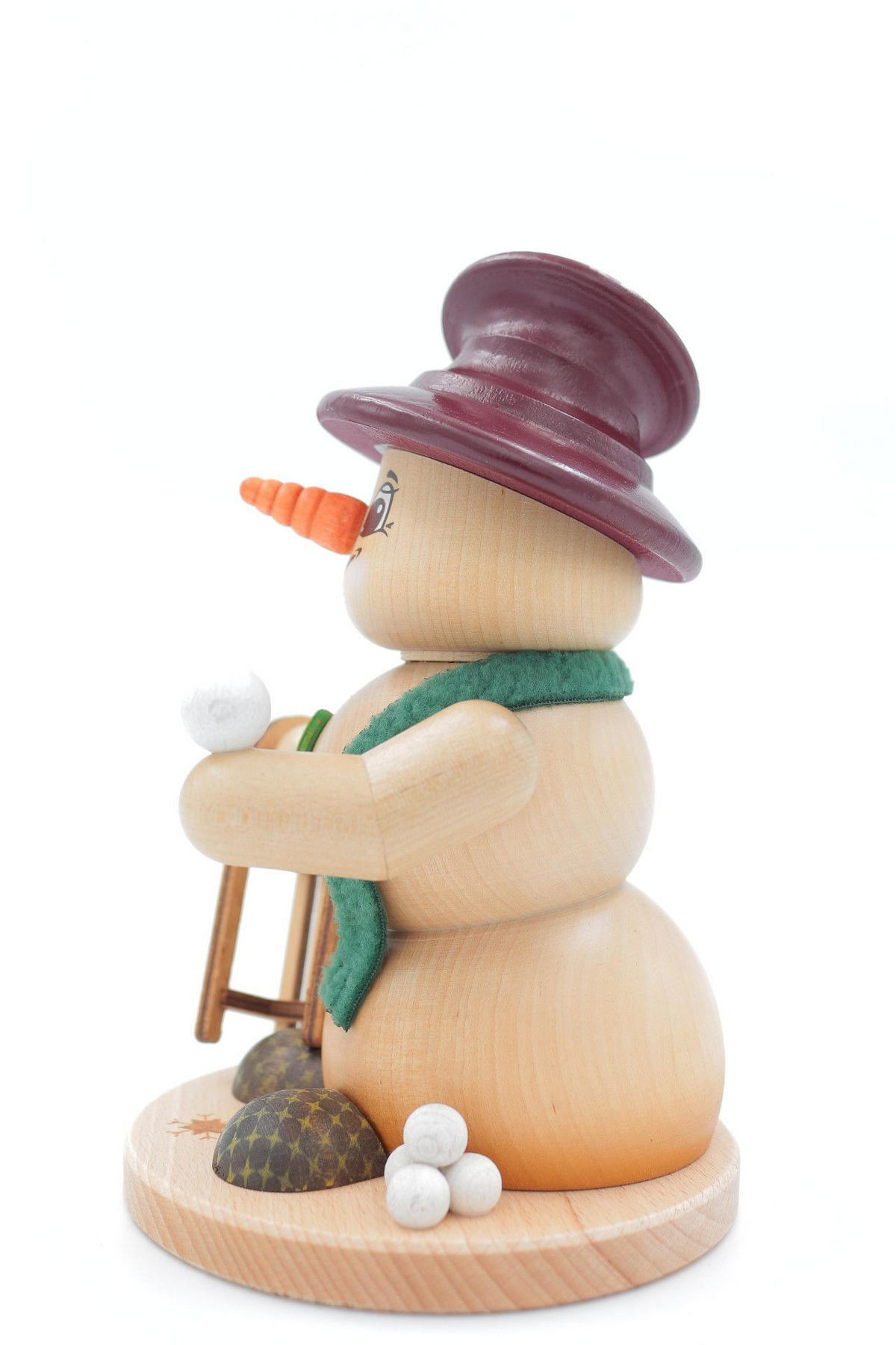 RAUCHFIGUR Schneemann Natur Schlittenfahrer 19 cm - Multicolor, Holz (15/19/0.1cm)