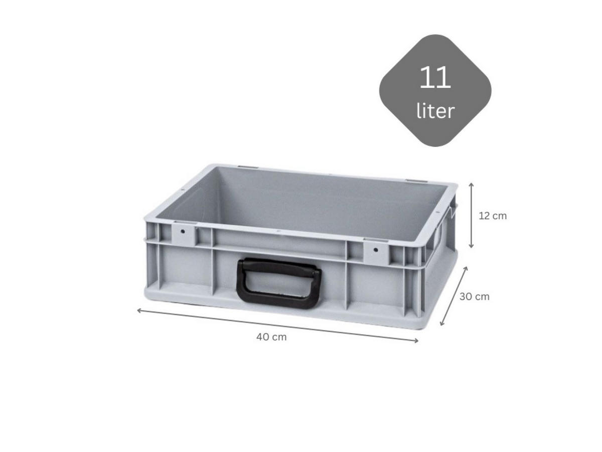 EUROBOX 5x Nextgen Portable Uno 12x30x40cm 11 Liter - Grau, Kunststoff (30/13.5/40cm) - PROREGAL