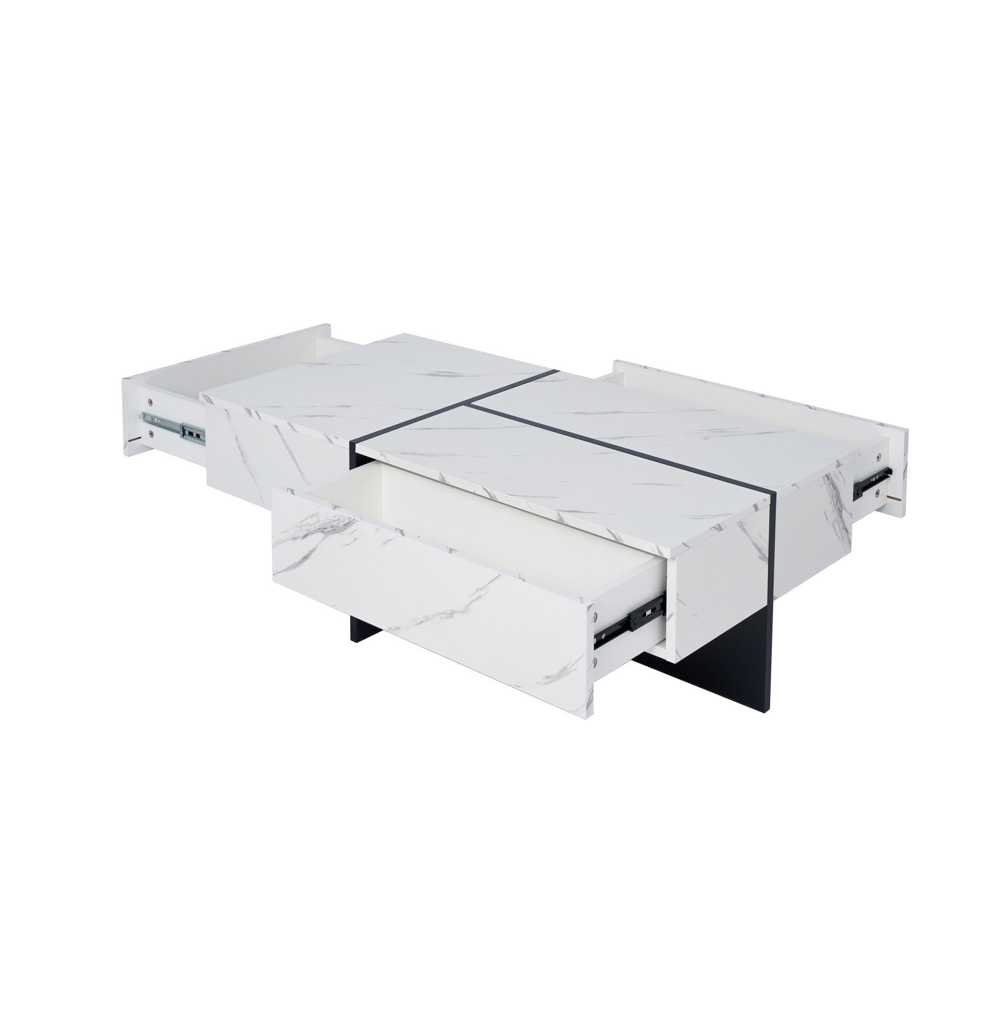 KONFERENČNÍ stolek, 100/50/34,5 cm bílý, s LED osvětlením a 3 zásuvkami - bílá, kompozitní dřevo (100/50/34.5cm) - BEAOK