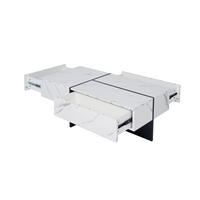 KONFERENČNÍ stolek, 100/50/34,5 cm bílý, s LED osvětlením a 3 zásuvkami - bílá, kompozitní dřevo (100/50/34.5cm) - BEAOK