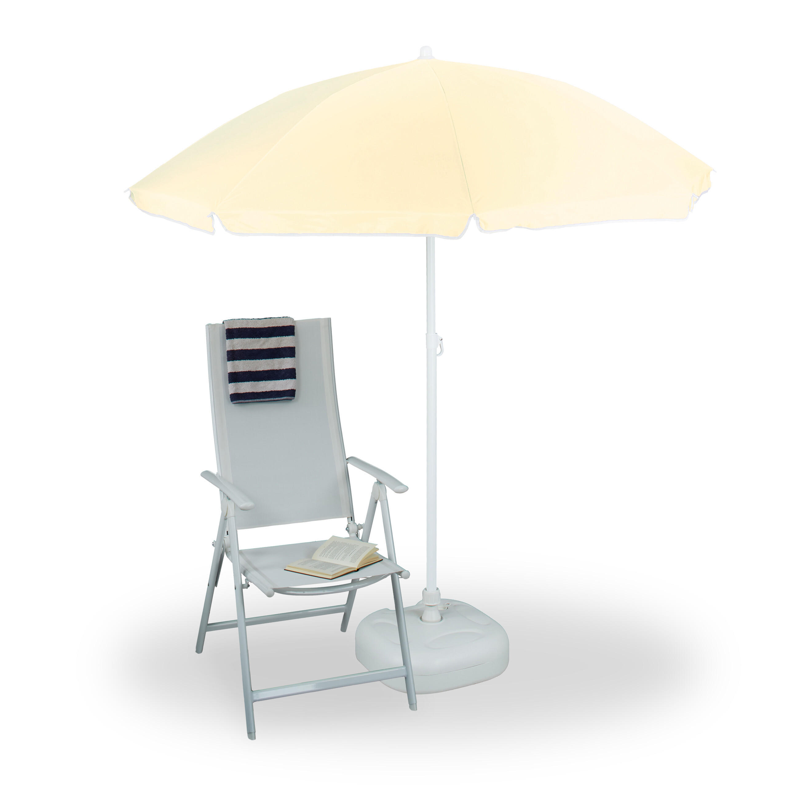 SONNENSCHIRM - Gelb, Textil/Metall (180/180cm) - Relaxdays