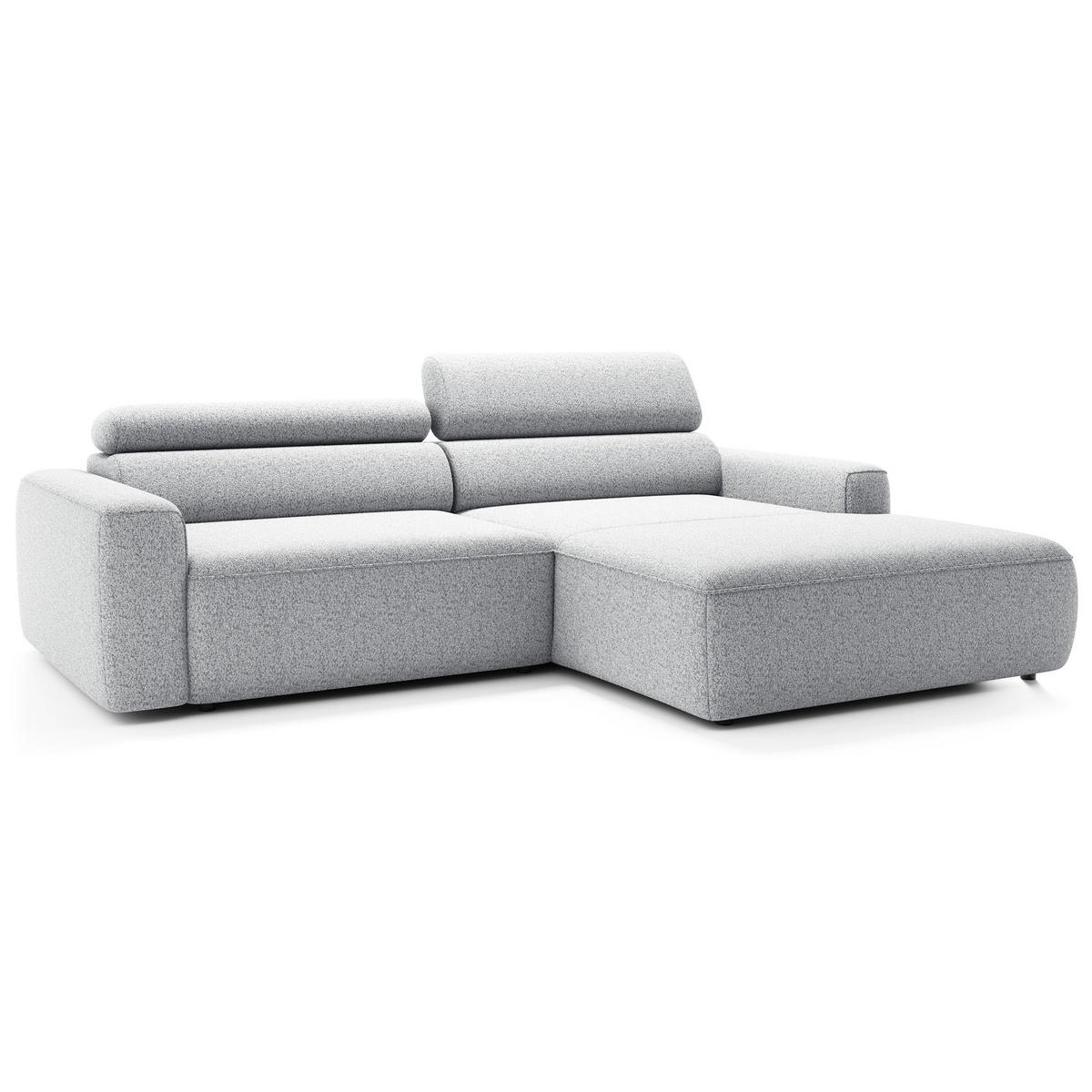 ECKSOFA Fando mit Schlaffunktion, L-Form, 4-Sitzer 252 cm, rechts Flechtstoff Hellgrau - Hellgrau/Schwarz, Holz/Kunststoff (182/252cm) - Selsey