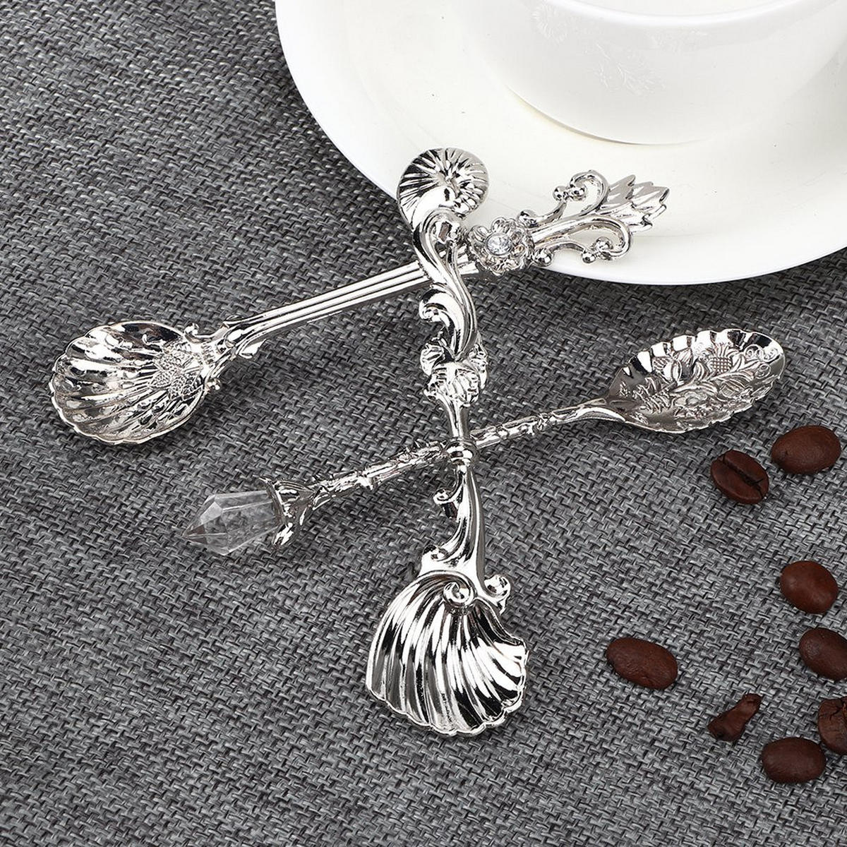 BESTECK-SET 3-teiliges Kaffeelöffel-Set Zinklegierung - Silberfarben, Metall