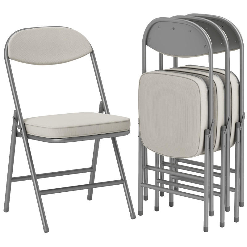 KLAPPSTUHL DE-36028 4er Set mit Stahlrahmen Cremeweiß - Creme, Metall (45/82/48.5cm) - ComfortXL