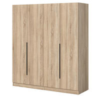 KLEIDERSCHRANK Eiche Sonoma 4-türig 160 x 181 cm, Drehtürenschrank mit zusätzlichen Einlegeböden - Eichefarben/Schwarz, Holzwerkstoff/Kunststoff (160/181/52cm) - Inn.Furn