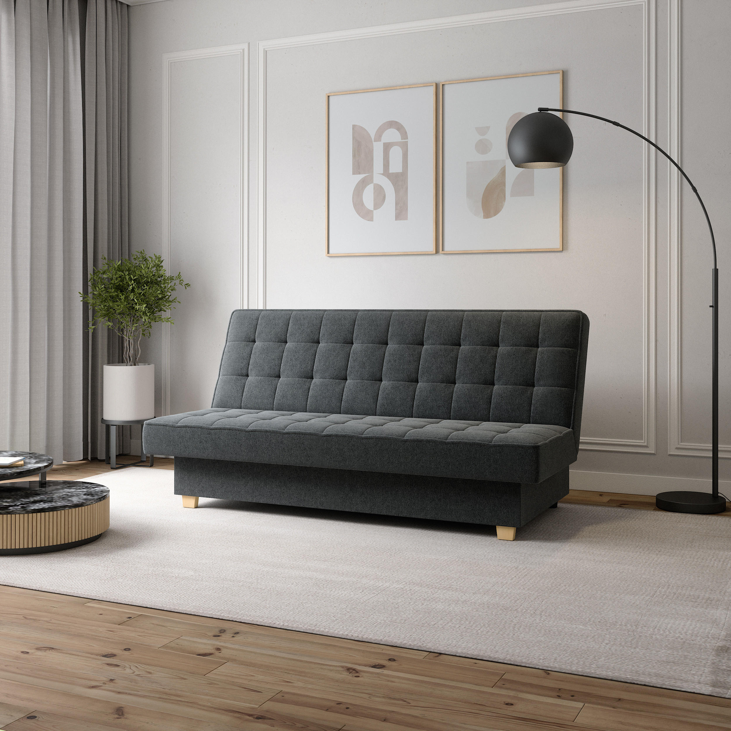 SCHLAFSOFA BELFI - Dunkelgrau (Twist 20) - Dunkelgrau, Holzwerkstoff (192/95/92cm) - Möblo