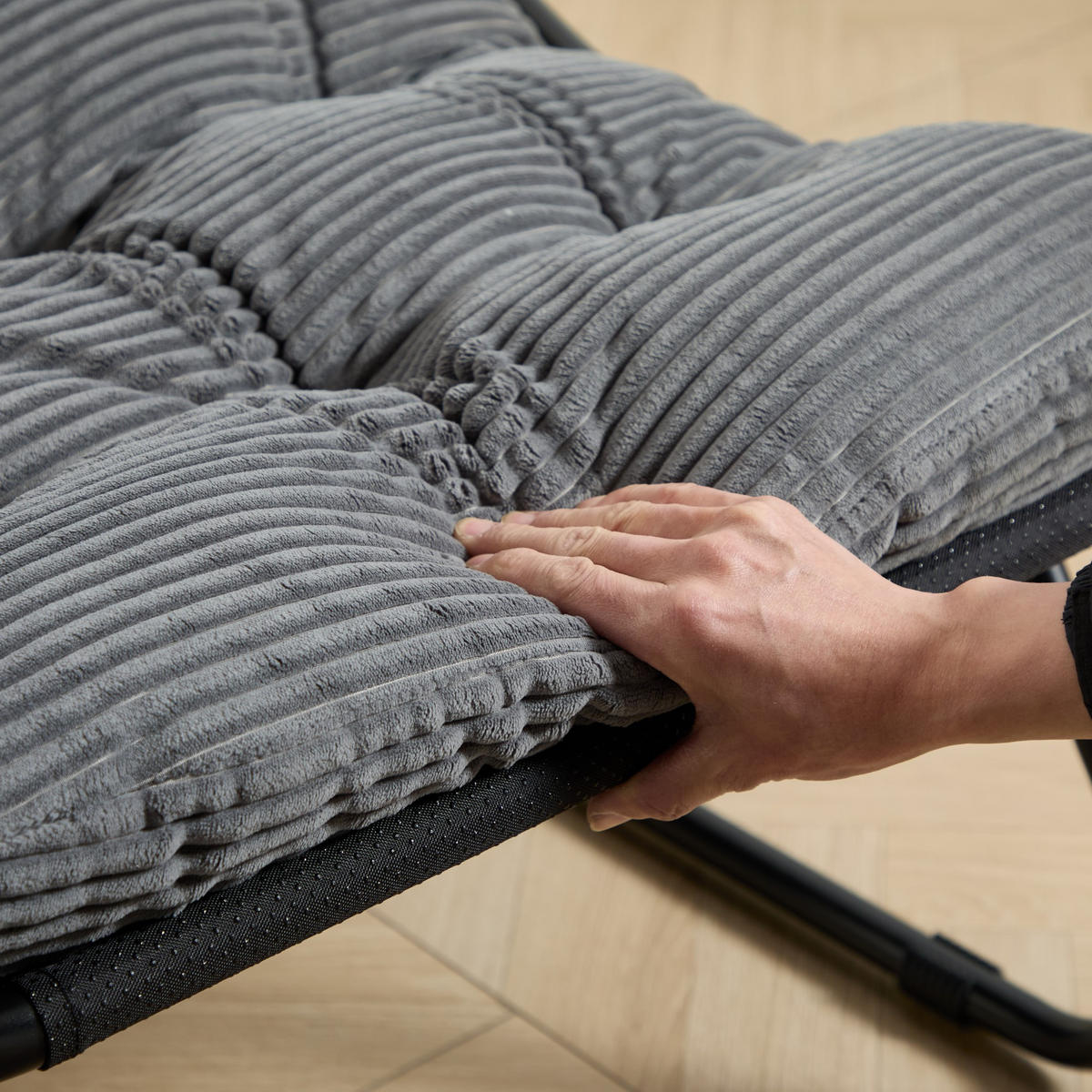 SESSELSET, Relaxsessel mit Hocker,Stahlrahmen,Cord,Grau - Dunkelgrau, Metall (78/86/65cm) - LVHOM