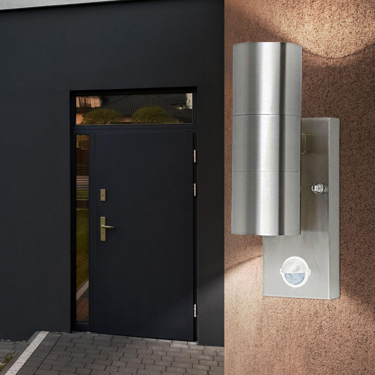 LED AUSSEN-WANDLEUCHTE Edelstahl Silber - Silberfarben, Glas/Metall (7.2/22.5/11cm)