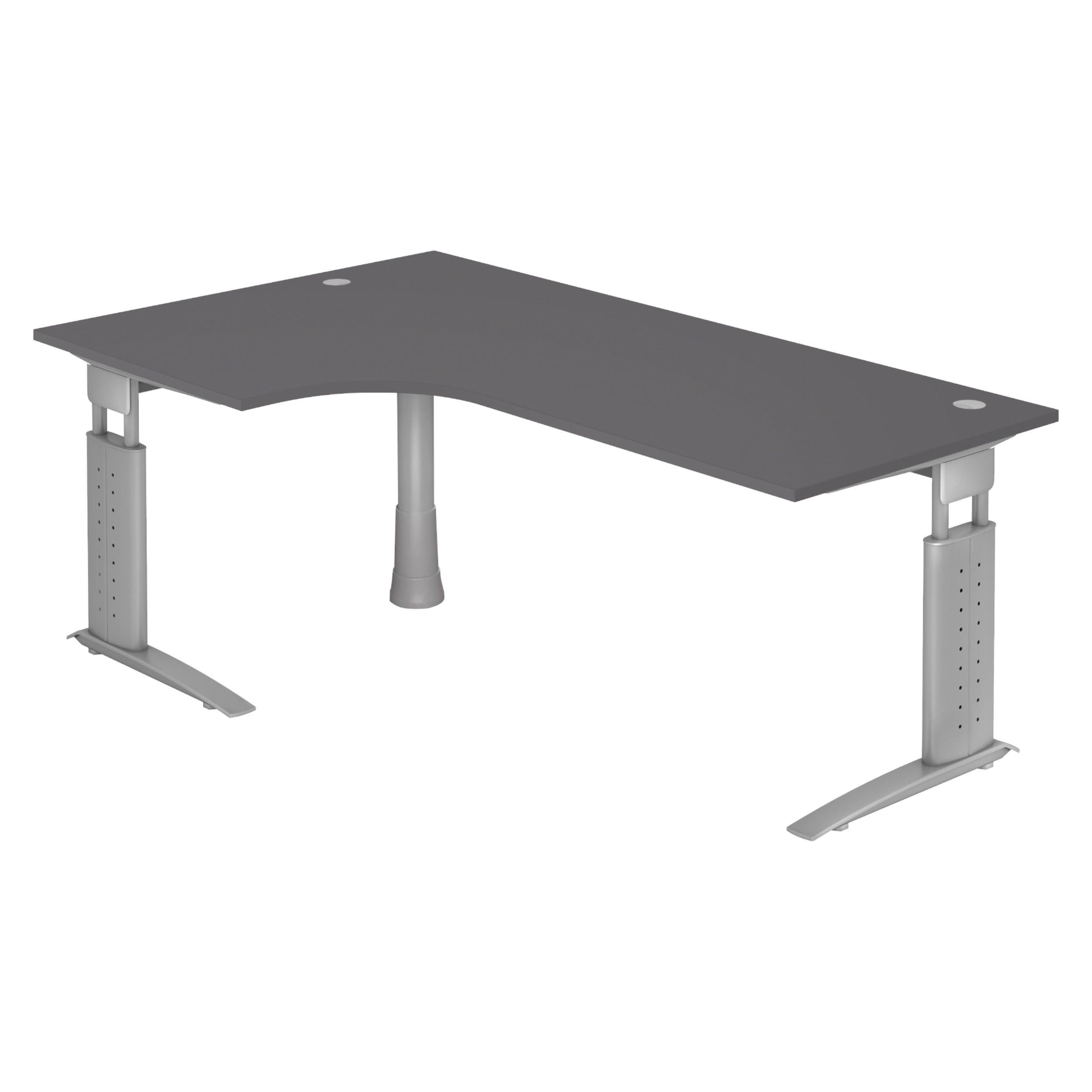 SCHREIBTISCH Serie-U 120/200/74 cm in Graphitfarben/Silberfarbengrau - Silberfarben/Graphitfarben, Holzwerkstoff (120/200/74cm) - bümö