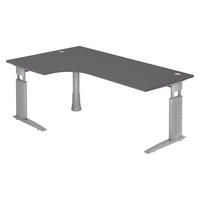 SCHREIBTISCH Serie-U 120/200/74 cm in Graphitfarben/Silberfarbengrau - Silberfarben/Graphitfarben, Holzwerkstoff (120/200/74cm) - bümö