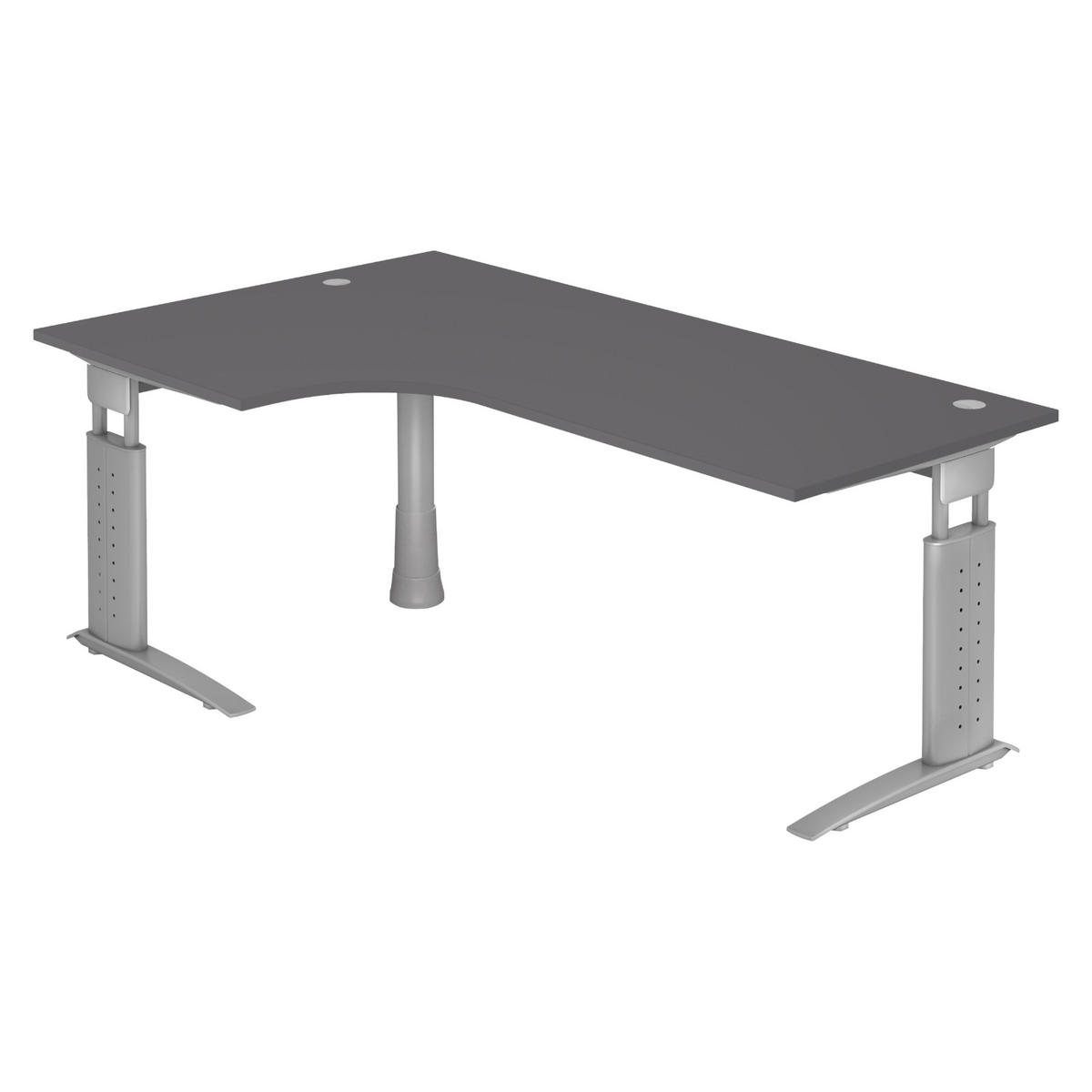 SCHREIBTISCH Serie-U 120/200/74 cm in Graphitfarben/Silberfarbengrau - Silberfarben/Graphitfarben, Holzwerkstoff (120/200/74cm) - bümö