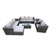 GARTENSET mit Beistelltisch Polyrattan 9-Sitzer - Dunkelgrau, Metall - Fimous