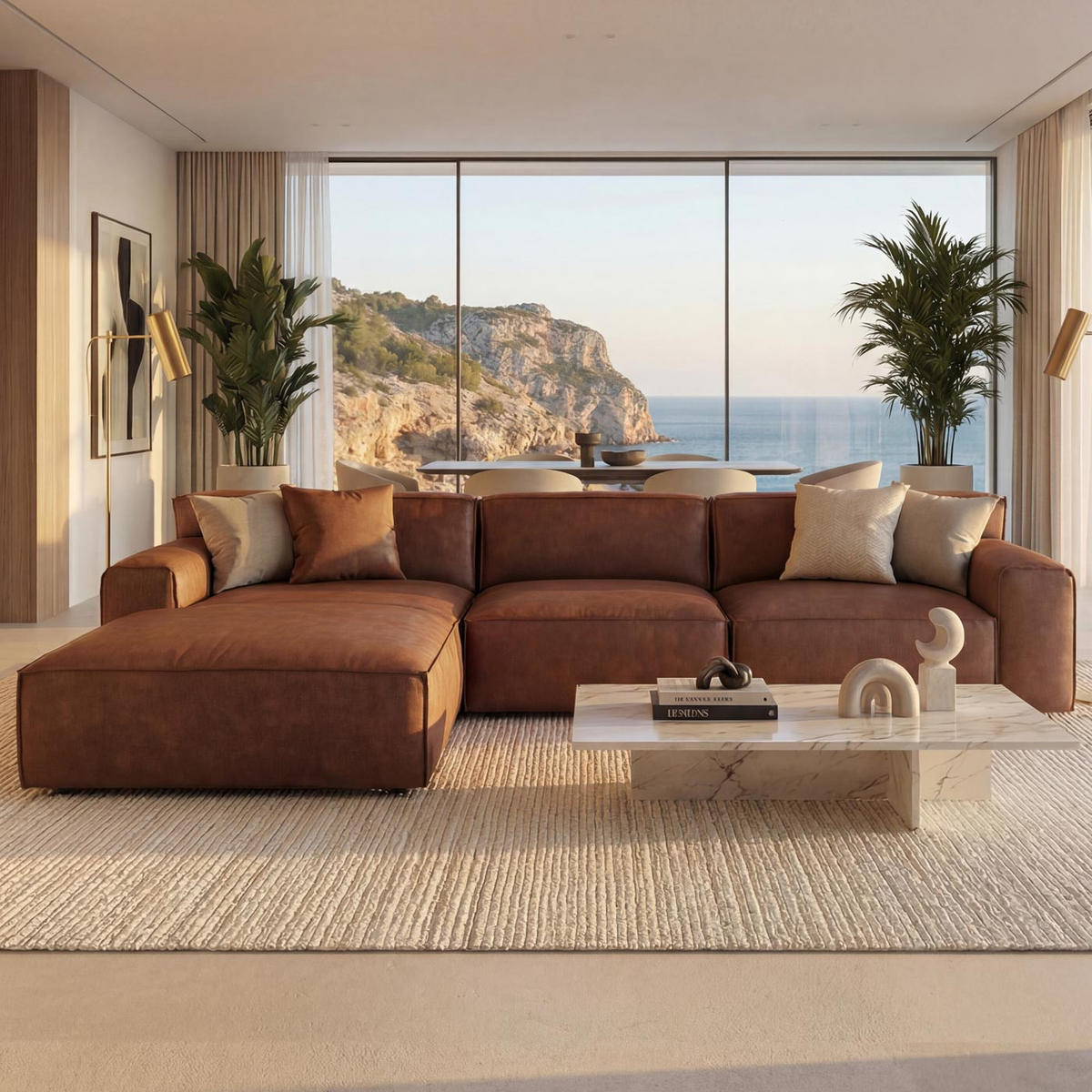 ECKSOFA OTTOMANE LINKS Braun - Braun, Textil (295/178cm) - MCW