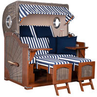 STRANDKORB XXL Düne Grande 2,5 Sitzer - Blau/Braun, Metall (142/170/95cm) - Mr. Deko