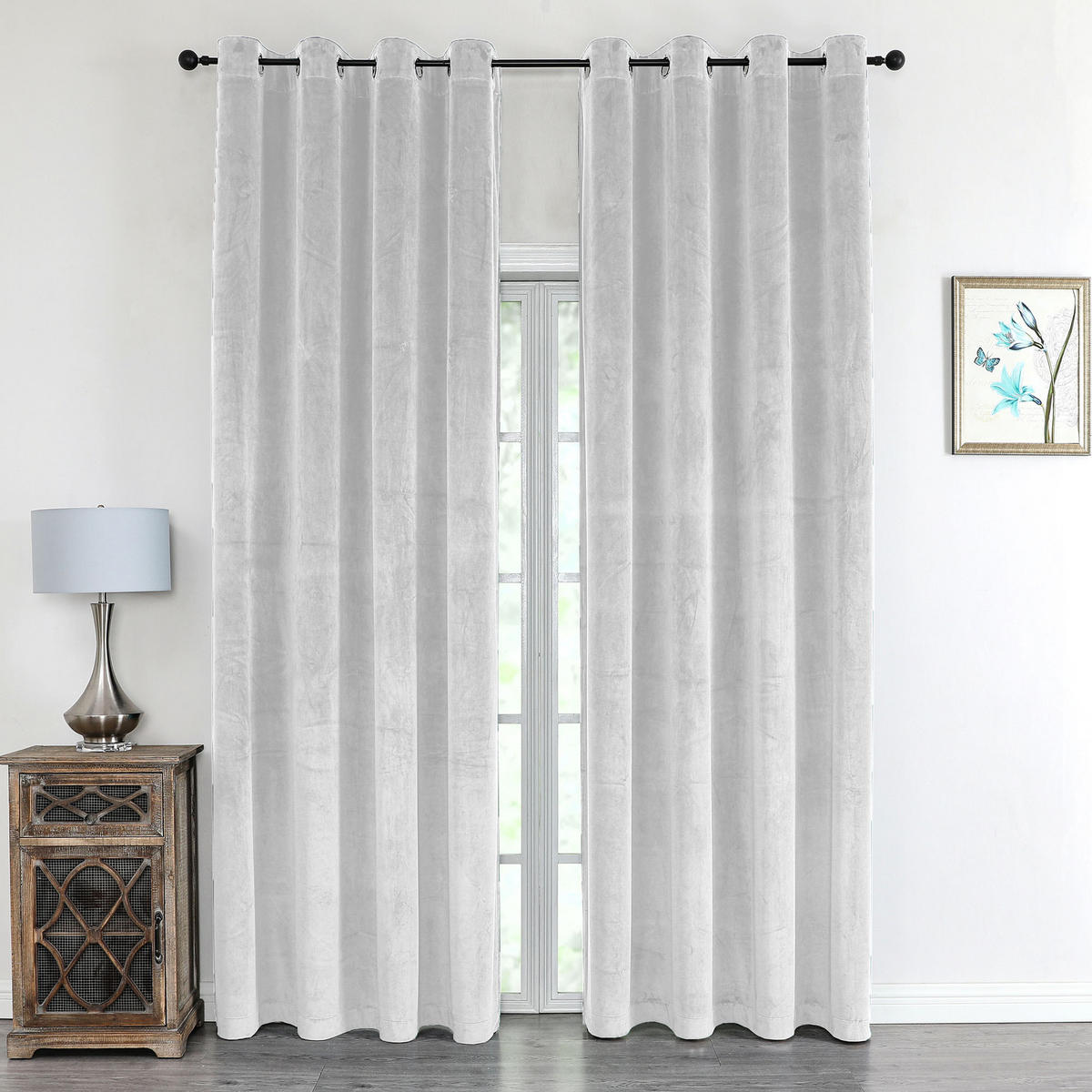 VORHANG Ösen Samt 140/145 cm weiß - Weiß, Textil (140/145cm) - TiborTex