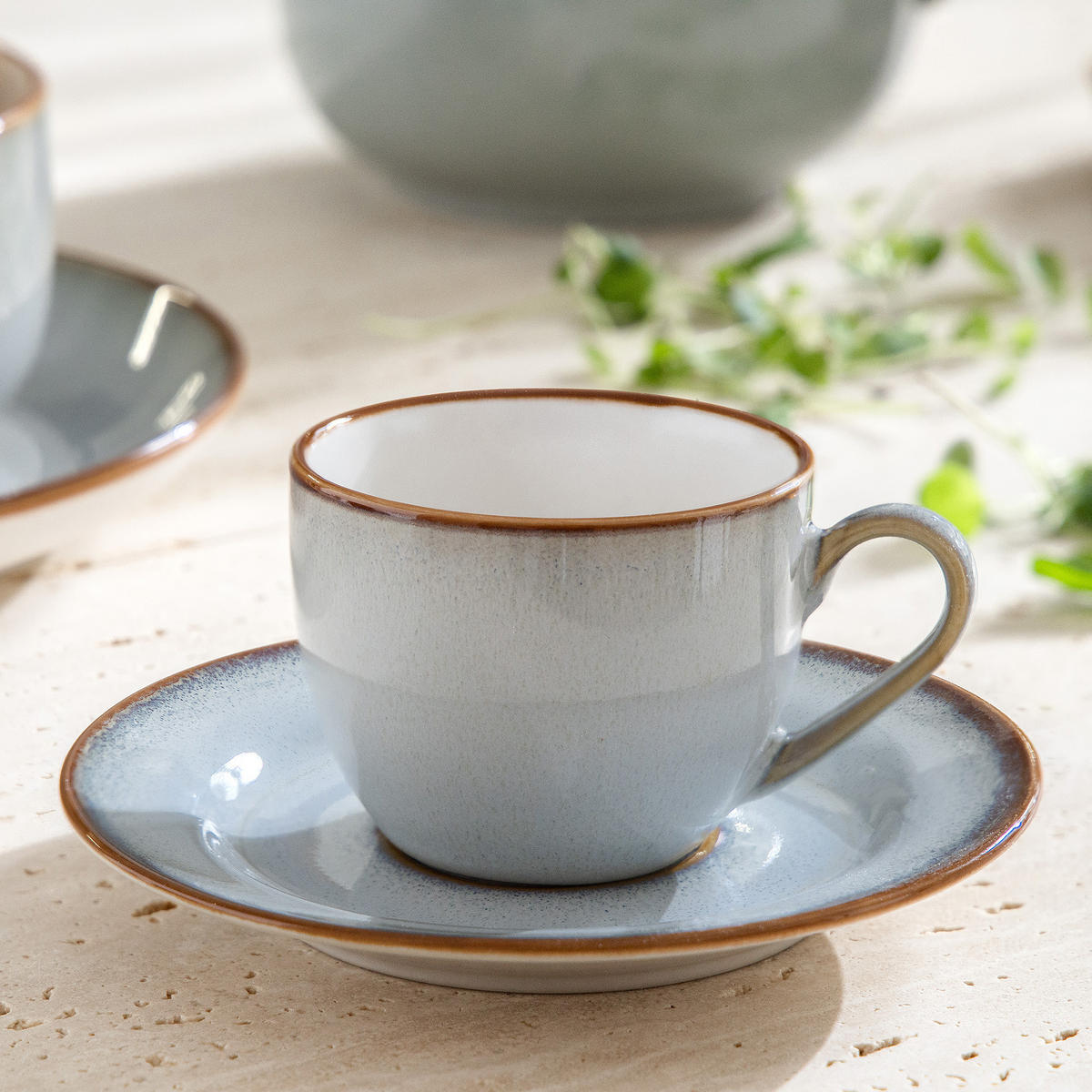 KAFFEESERVICE ESPRESSO 6 Personen PORTOFINO 12-tlg - Blaugrau, Keramik (9.5/6.5/9.5cm) - Ritzenhoff Breker
