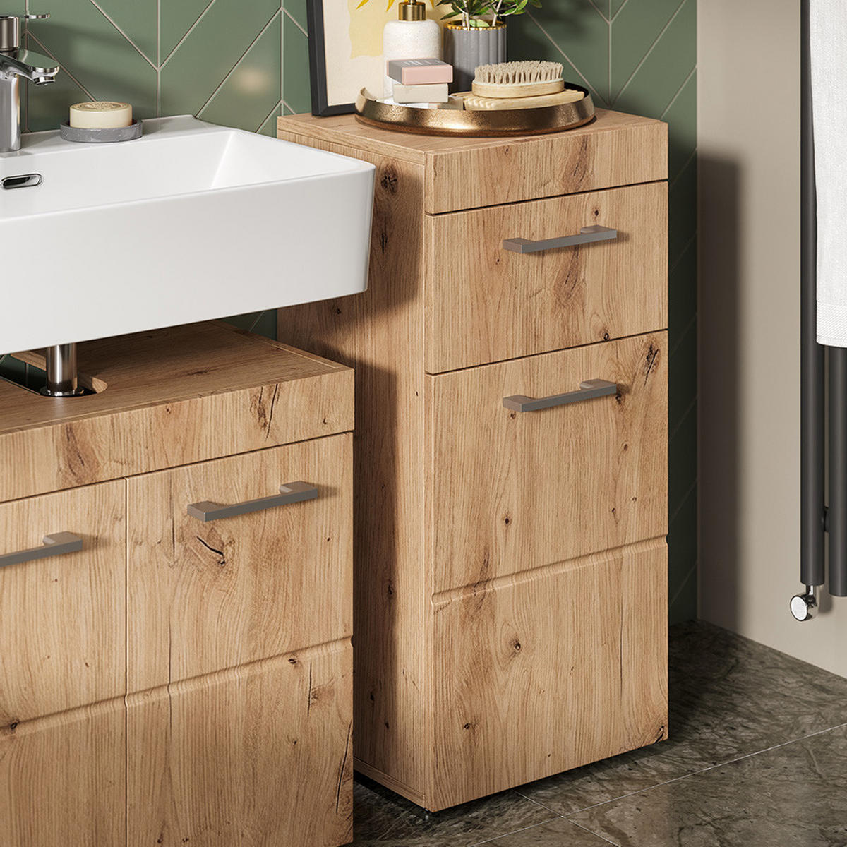 STŘEDNÍ SKŘÍŇKA Luna Dub Wotan - dub Wotan, kompozitní dřevo (37/79/32.6cm) - Vicco