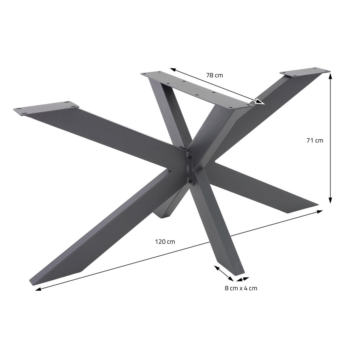 TISCHGESTELL Spider 120 x 78 x 71 cm Anthrazit - Anthrazit, Metall (120/71/78cm) - ML-DESIGN