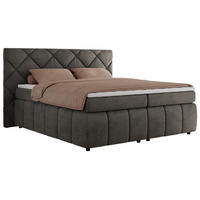 BOXBETT RITA 160/200 - Dunkelgrau Velvet - H3 - Dunkelgrau, Holz/Textil (160/200cm)