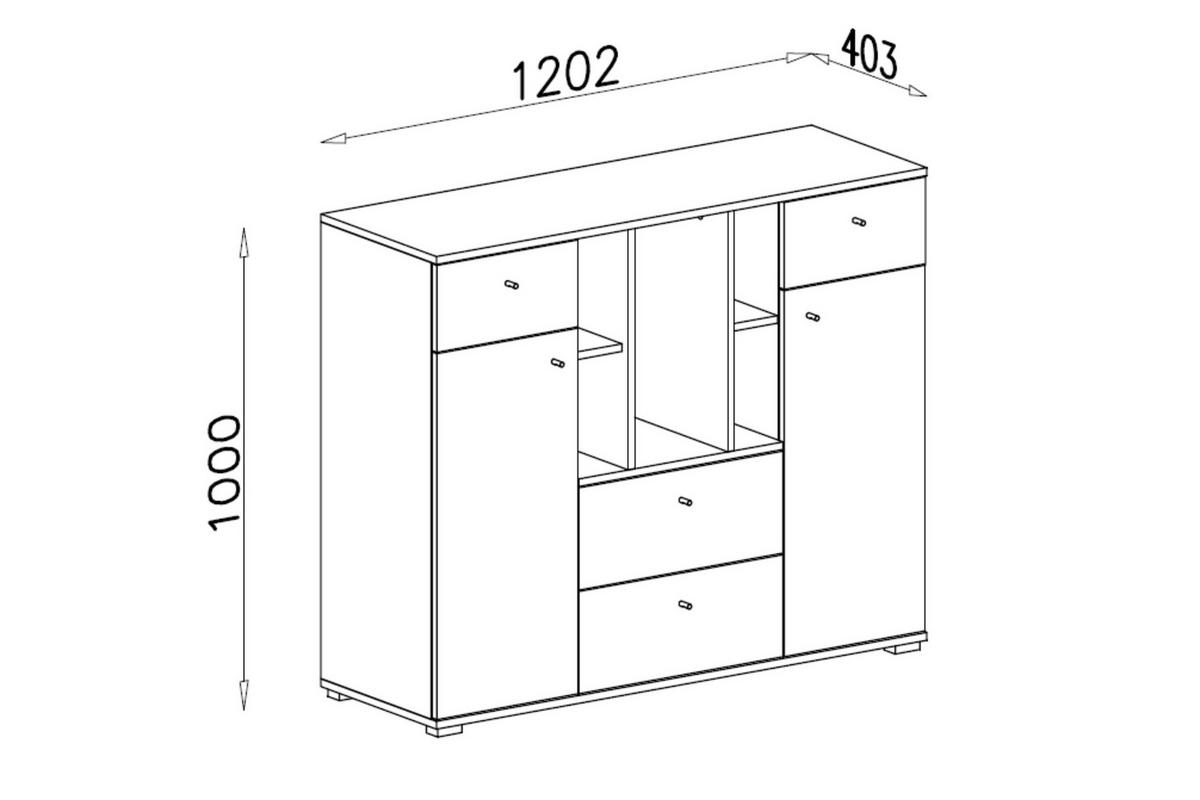 KINDERKOMMODE OLAF 04 120/40/100 in Platin Grau / Biskuit Eiche - Eichefarben/Grau, Holzwerkstoff (120/100/40cm) - Deine Möbel 24