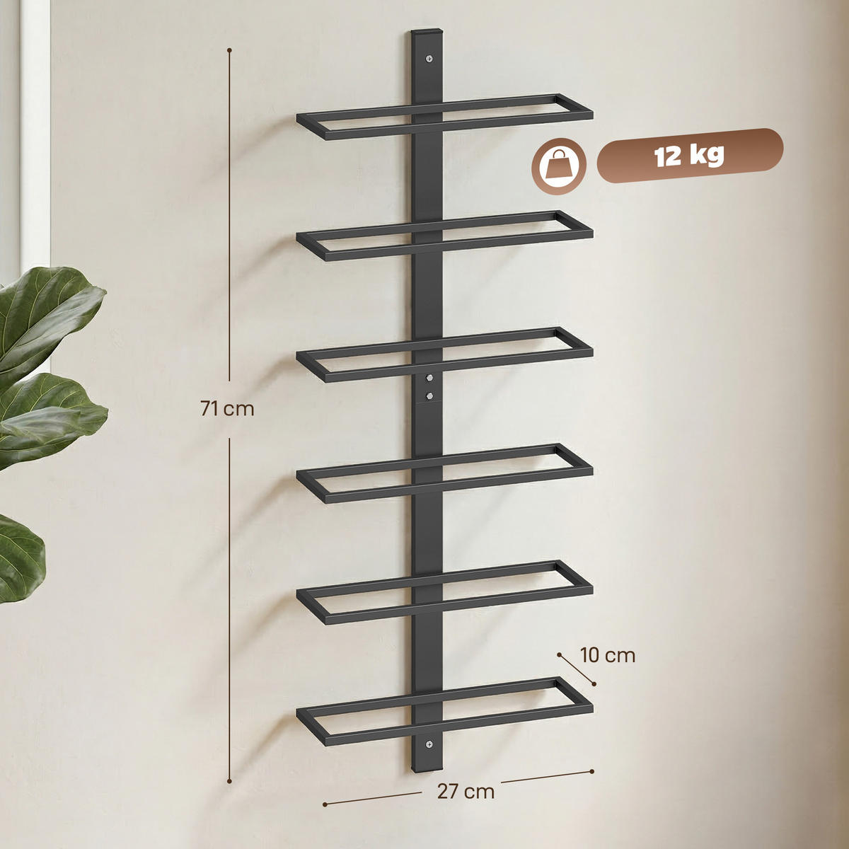 WEINREGAL Stahl Schwarz - Schwarz, Metall (10/71/27cm) - HOMCOM