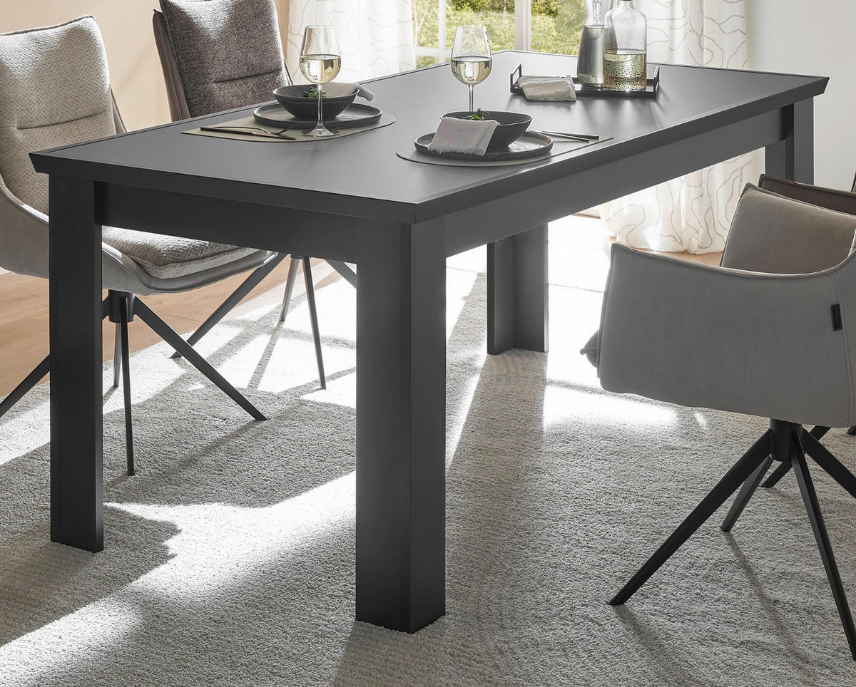 ESSTISCH schwarz matt 180 x 90 cm, Esszimmer Tisch Landhaus-Stil - Schwarz, Holzwerkstoff/Metall (180/77/90cm) - Furn.Design