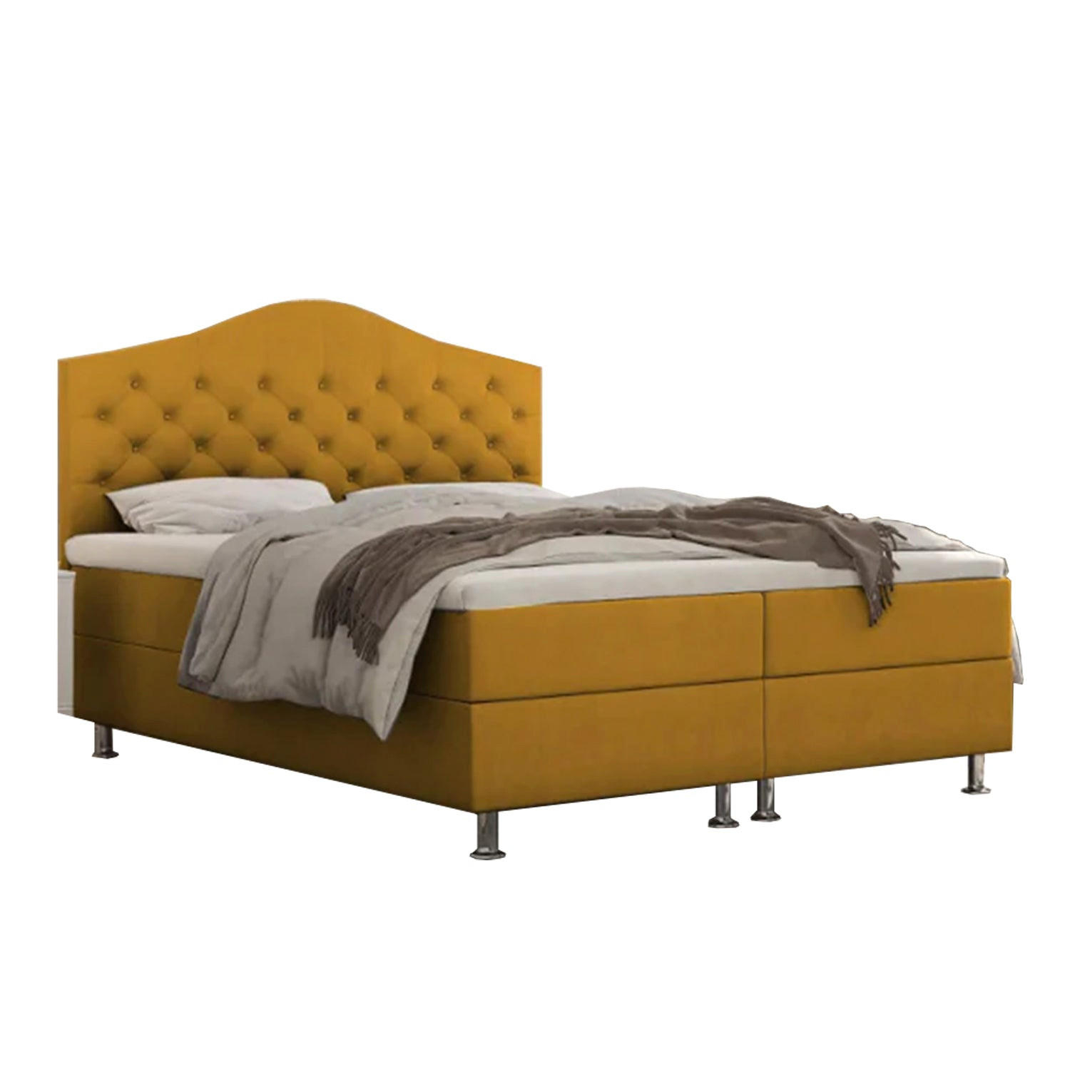 BOXBETT Glamour Bonellfederkern inkl. 7-Zonen Topper T-30 - BOXBETT mit Bettkasten - Gelb, Holz/Holzwerkstoff (180/200cm) - Best For Home
