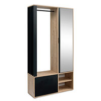GARDEROBENSCHRANK Milanoir Eiche Artisan Schwarz 100/189,4/33 cm - Modern mit Spiegel - Hellbraun/Schwarz, Holzwerkstoff/Kunststoff (100/189.4/33cm) - AX Living