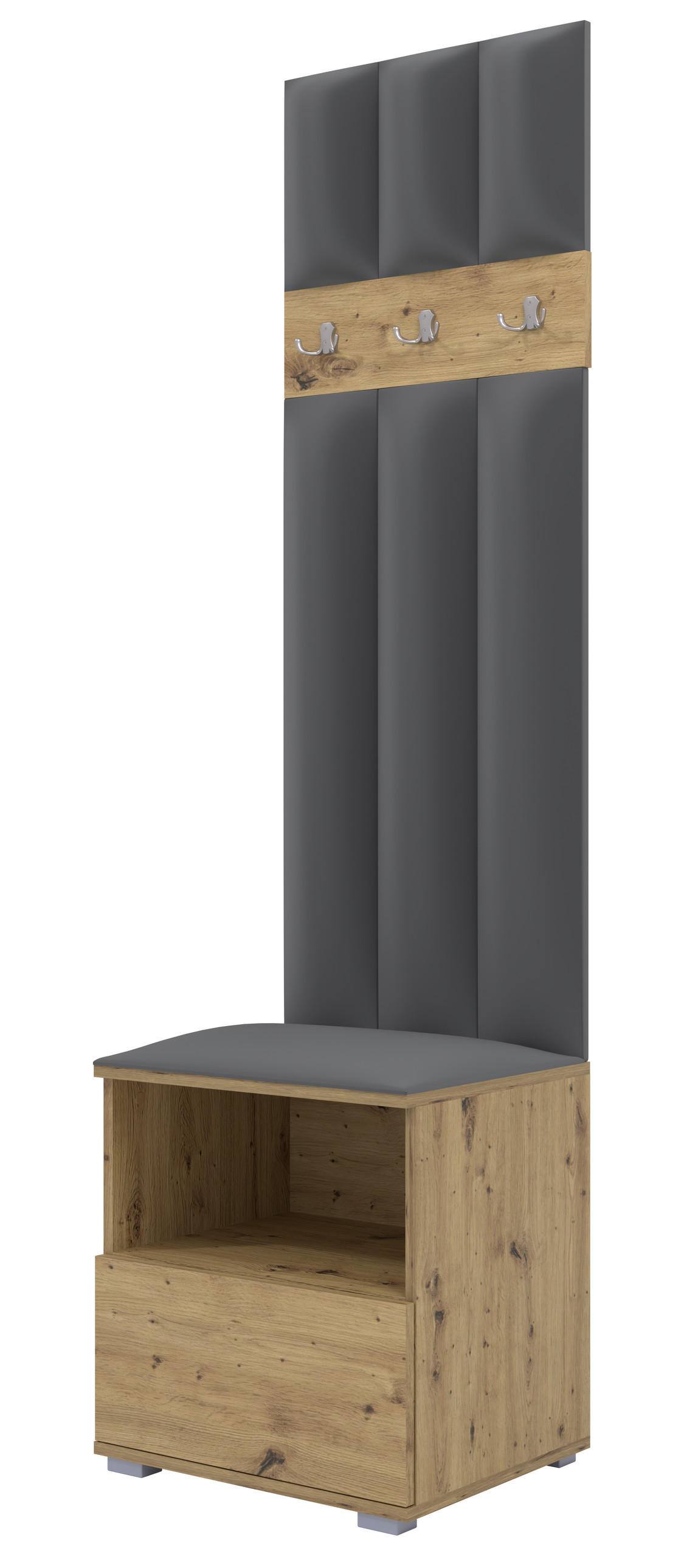 Ravio Gepolstert Eiche Artisan, Dunkelgrau 50x187x40 cm