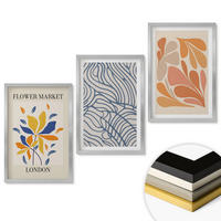 WANDBILDER 3er Set - 40x60 cm Silberner Rahmen - Moderne abstrakte Blumen - Silberfarben, Kunststoff (40/60cm) - ArtPrintCave