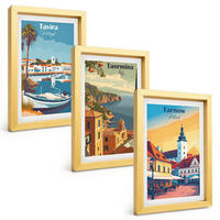 BILDER SET 3er Set - 20x30 cm Goldrahmen - Ansichten von Küstenstädten - Goldfarben, Kunststoff (20/30cm) - TULUP
