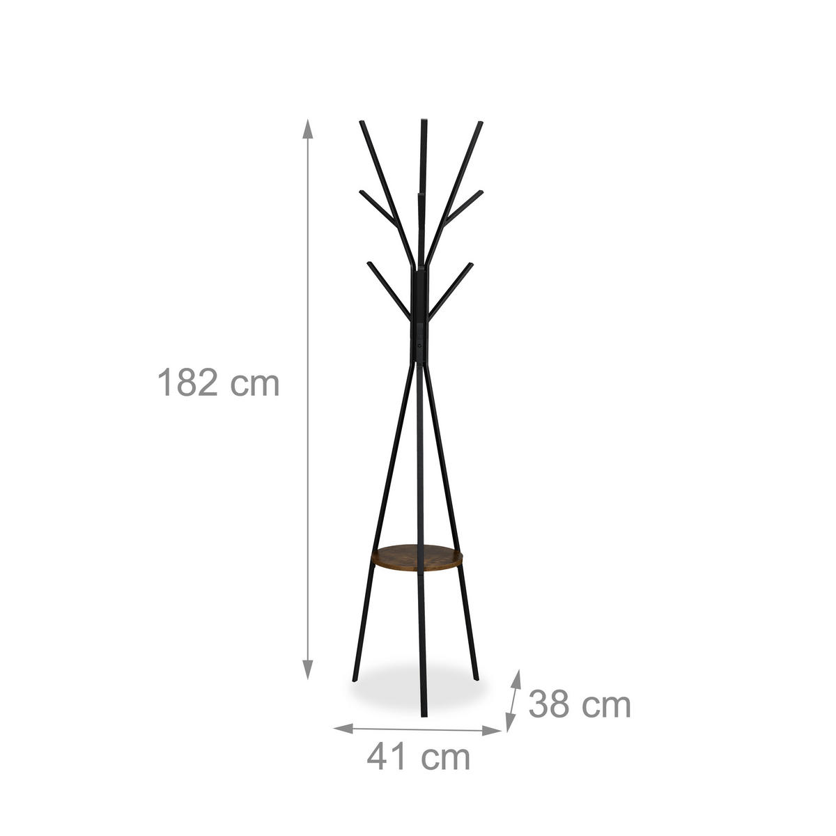 GARDEROBENSTÄNDER - Schwarz, Holzwerkstoff/Metall (41/182/38cm) - Relaxdays