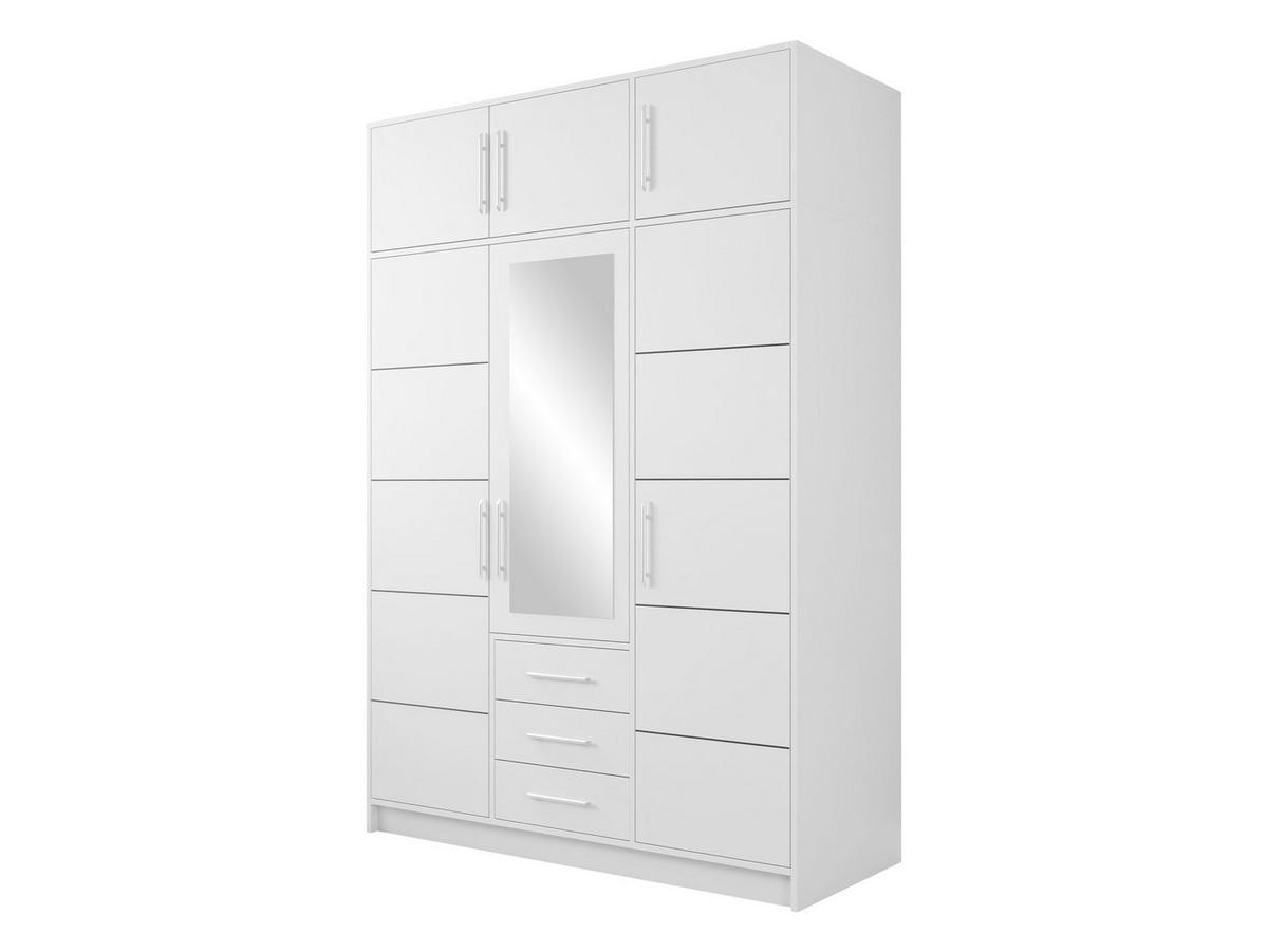 DREHTÜRENSCHRANK Bali D3 mit Schrankaufsatz - Silberfarben/Weiß, Holzwerkstoff/Kunststoff (58/245/147cm) - MIRJAN24