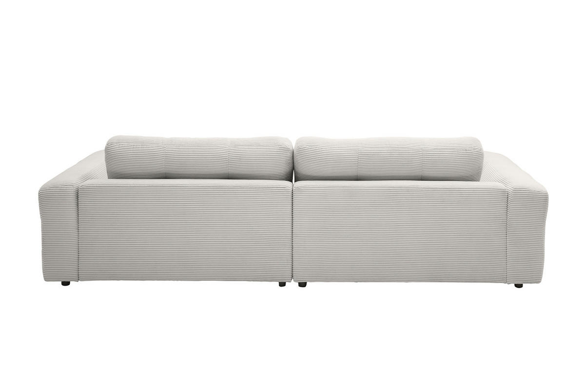 ECKSOFA MIKA Hellgrau Cord - Hellgrau/Schwarz, Kunststoff/Textil (276/167cm) - KAWOLA