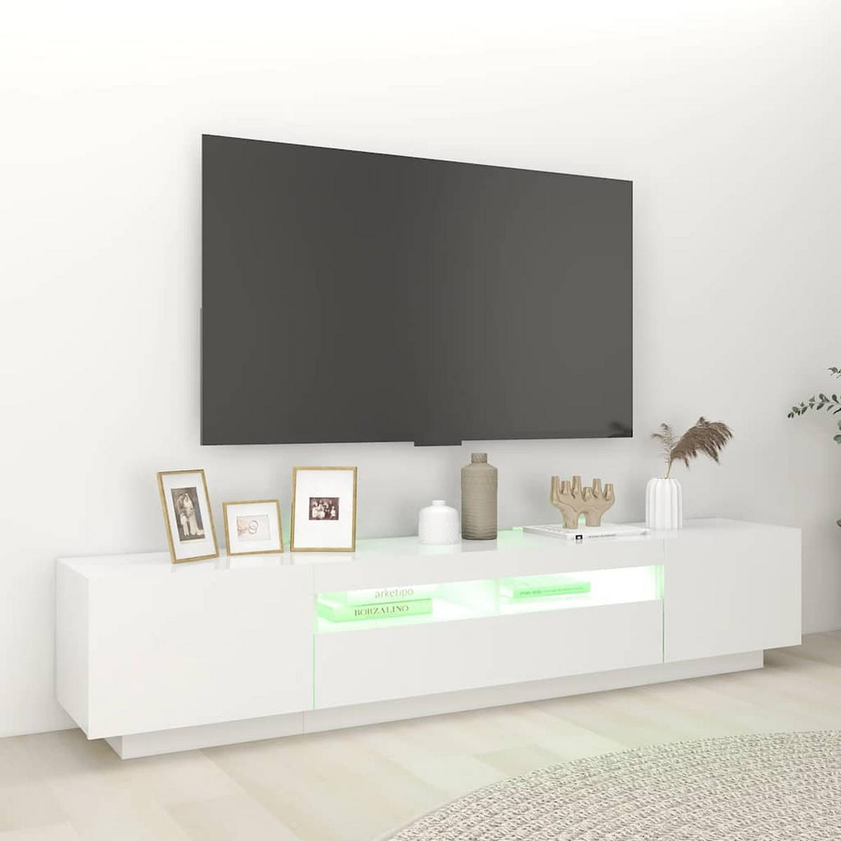 TV-SCHRANK Mit Led-Leuchten Weiss 200/35/40 Cm - Weiß, Holzwerkstoff (35/40/200cm) - vidaXL