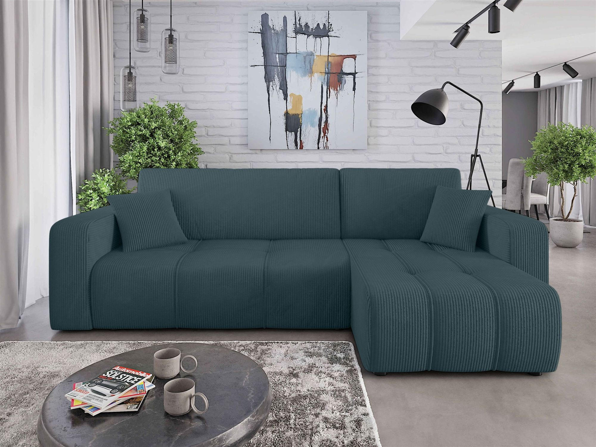 ECKSOFA Dagny Mit Schlaffunktion - Smaragdgrün, Holzwerkstoff/Textil (248/146cm) - Fun Möbel