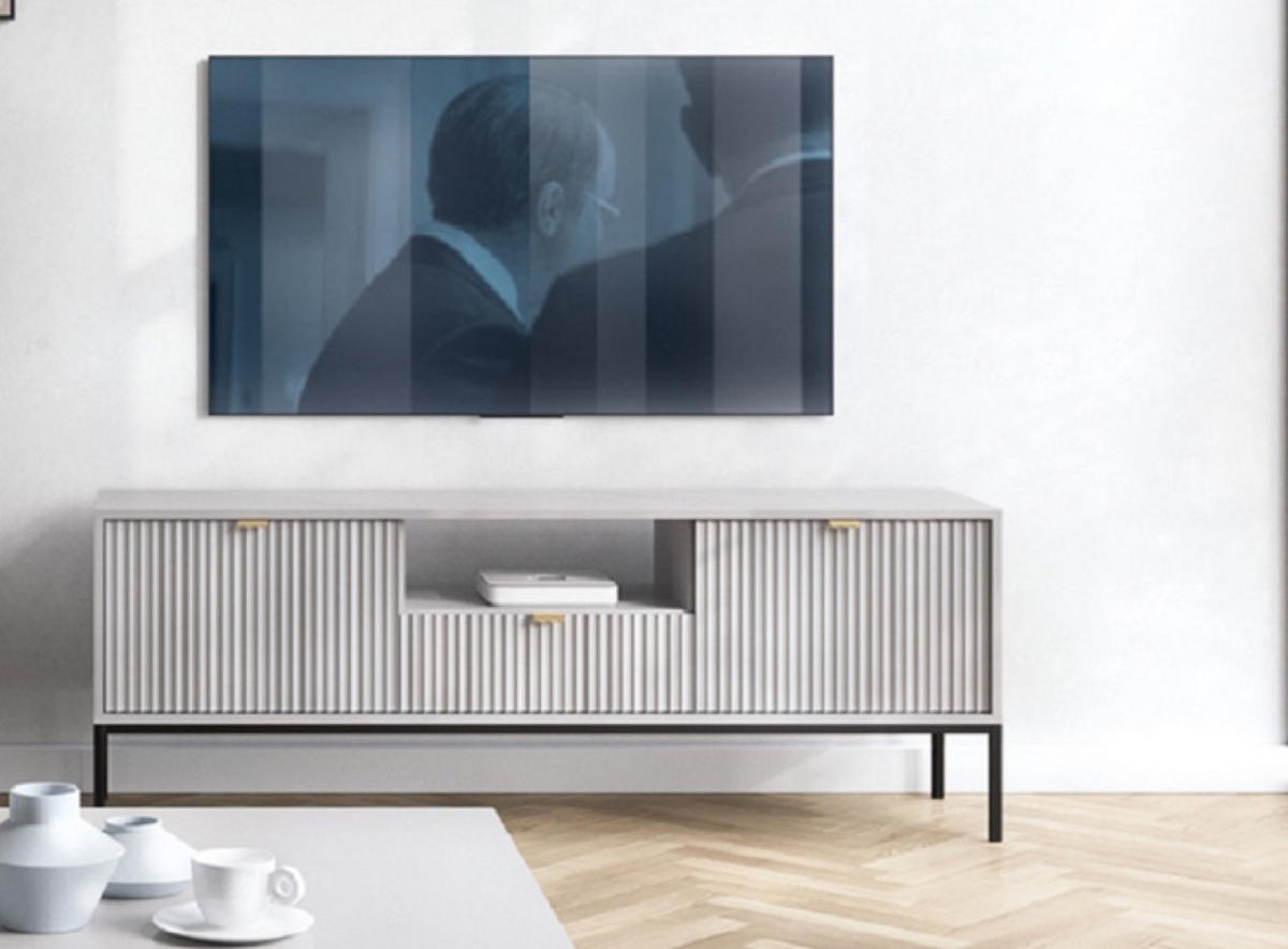 TV-LOWBOARD Grau NEW Schwarz Mit Metallgestell 154x39x56 cm - Grau, Holzwerkstoff (154/56/39cm) - Sepro Meble