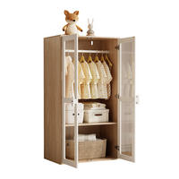 DJEČJI garderobni ormar 160/50/150 cm bijeli i prirodni od MDF-a s akrilnim vratima i šipkom - prirodne boje, drvni materijal (160/150/50cm) - OKWISH