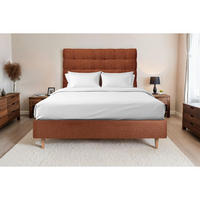 KOPFTEIL gepolstert - Gesteppt – Terrakotta-Bouclé-Stoff - 200 cm - Beige/Terracotta, Karton/Holz (200/120/10cm) - Sommeil de Plomb