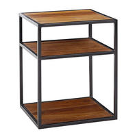 NACHTTISCH – Massivholz, 40x50x35 cm, 3 Ablagen, Industrial-Stil - Schwarz/Braun, Holz/Metall (40/50/35cm) - KADIMA DESIGN